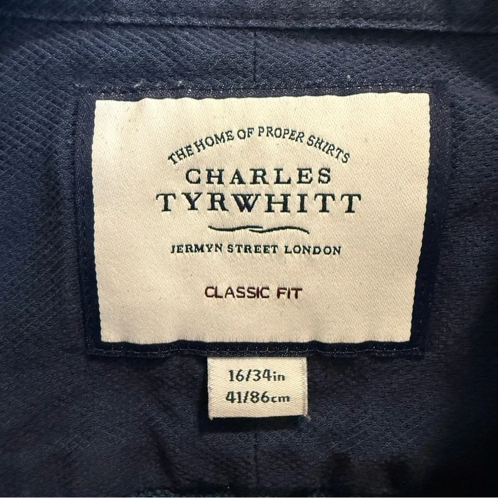 Charles Tyrwhitt Classic Fit Dress Shirt Men’s 16 Blue 100% Cotton Button Down